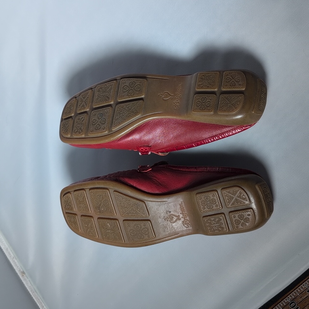 Brighton Astrid Croc Embossed Red Slip On Shoes with Tassels - Picture 6 of 9